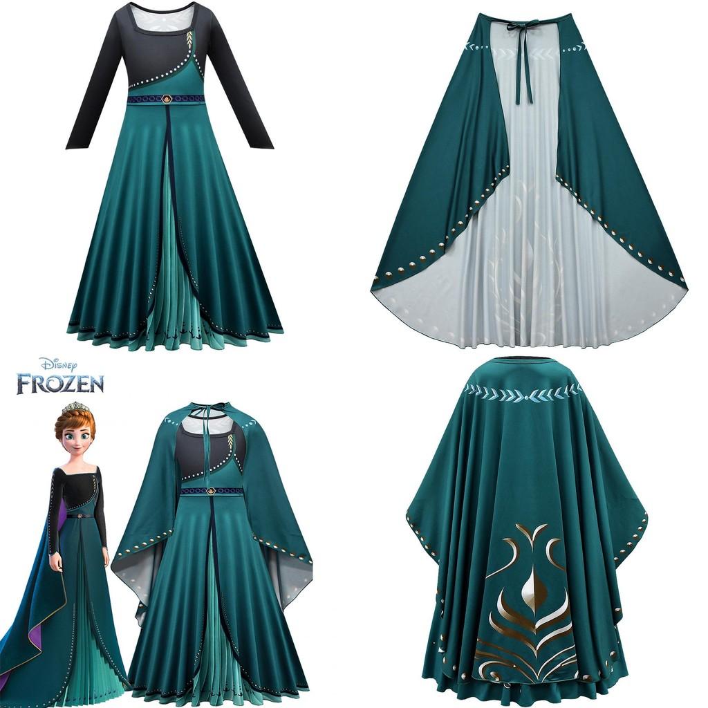 Kids Frozen Anna Cosplay Costume Dress Cloak Outfit Fancy Dress Party Roleplay