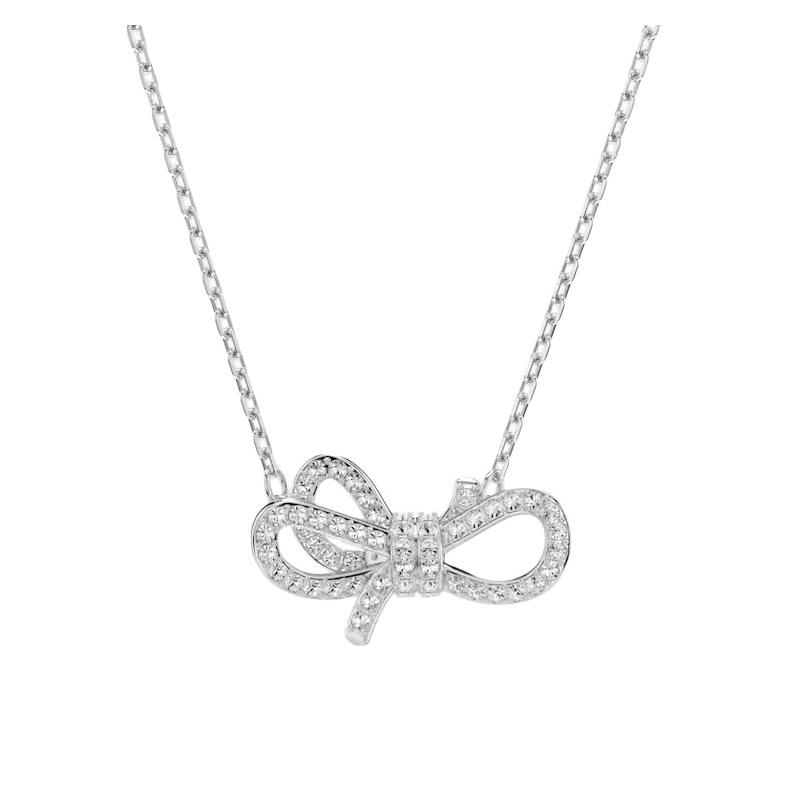 Swarovski Lifelong Bow bow shape design necklace for men and women, couple style, silver 5743577