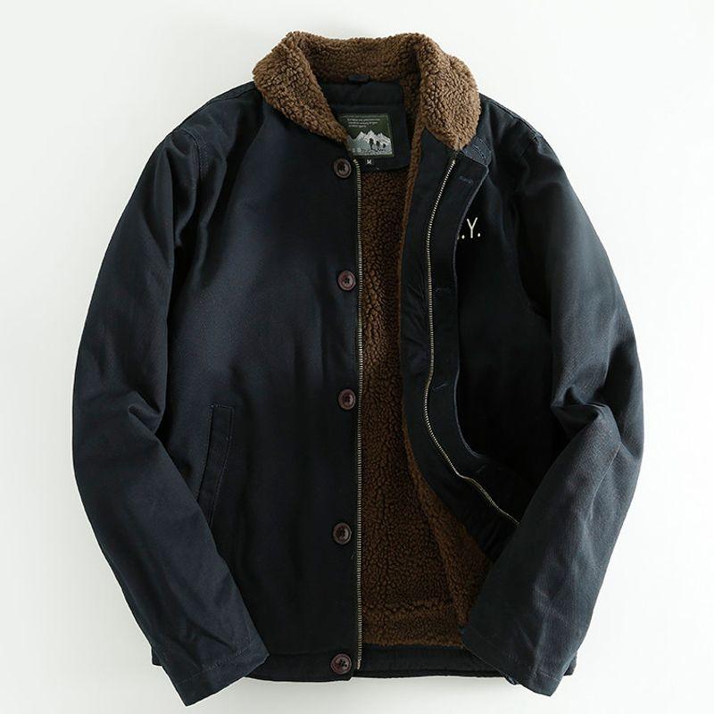 European and American Single Berber Fleece Outerwear Thick Warm Autumn and Winter Men s Lapel Casual Loose Cold-Proof Men s Cotton-padded jacket Top Black 4XL
