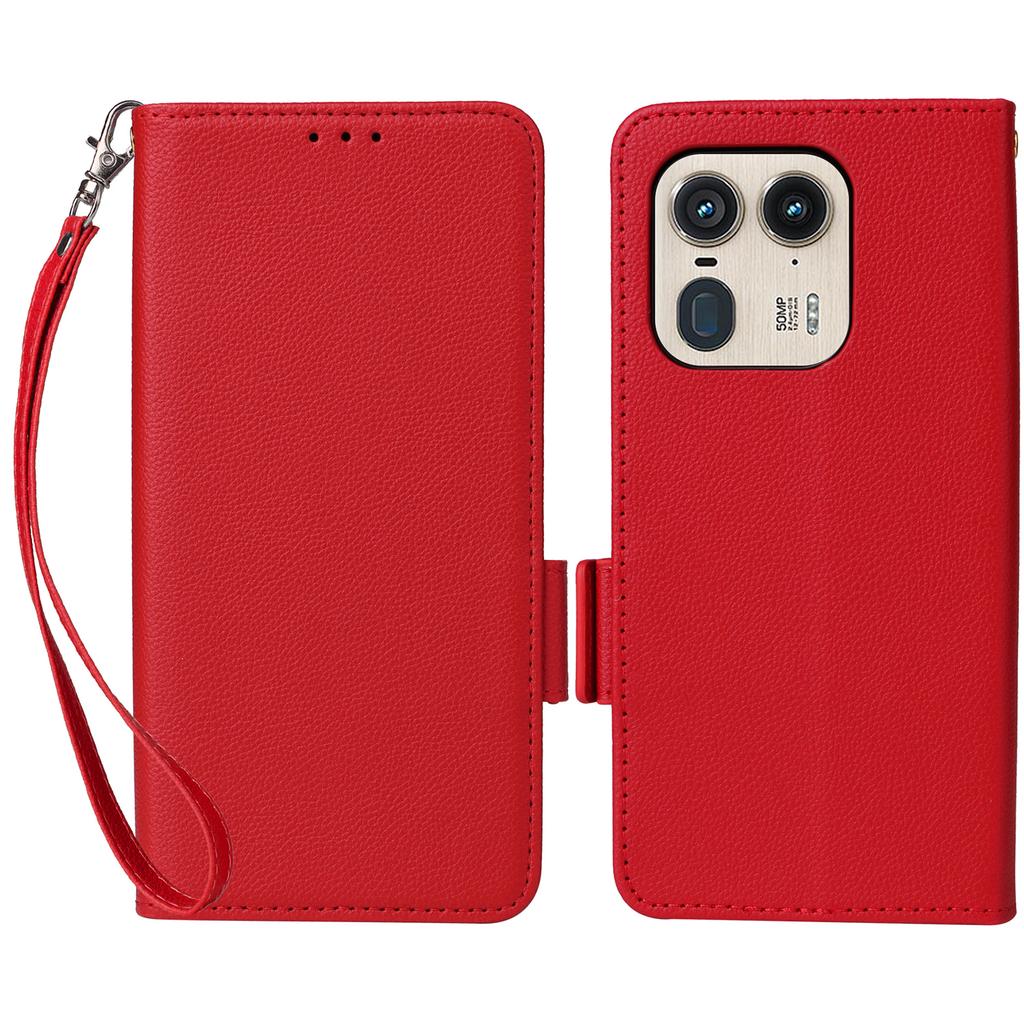 For Motorola Edge 50 Ultra 5G/Moto X50 Ultra 5G Case with Wrist Strap Litchi Texture PU Leather Wallet Phone Cover