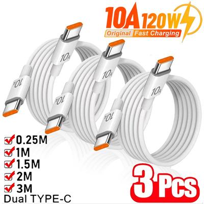 3-1 Pièces 120W 10A Chargeur Rapide PD Double Type C Câble de Charge Rapide Fil de Données Cordon pour Samsung IPhone 15 16 Xiaomi Universel