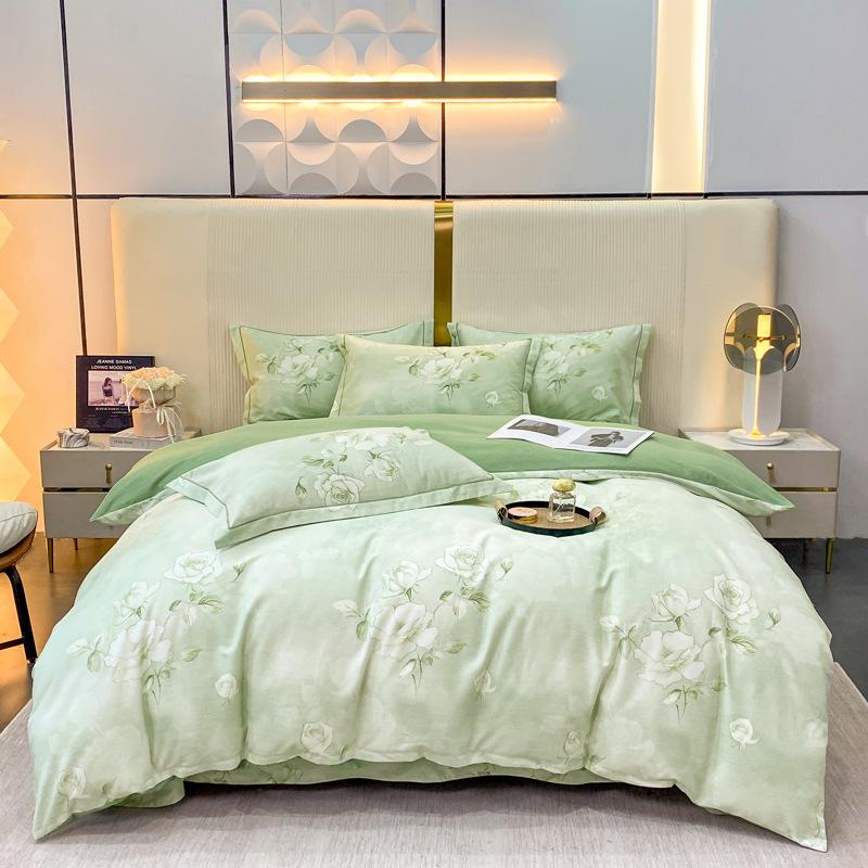 Luxury Thick 100% Cotton Printed Bedding Sets Super Soft Brushed Skin Friendly Duvet Cover Set Autumn and Winter Bed Linens