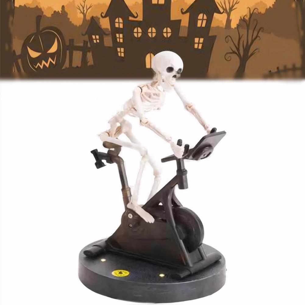 Resin Halloween Skeleton Decor Skeletons Statue Skeleton Riding An Exercise Bike Home Decor