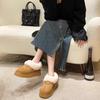Thick-soled Low-top Snow Boots Women's Fur Integrated 2025 New Lazy One-pedal Plush Winter Plush Cotton Shoes