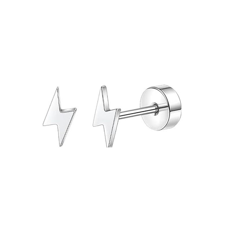2PCS/Set Stainless Steel Heart Moon Earbone Stud Screw Ball Stud Earrings for Women Fashion Ear Tragus Cartilage Body Piercing