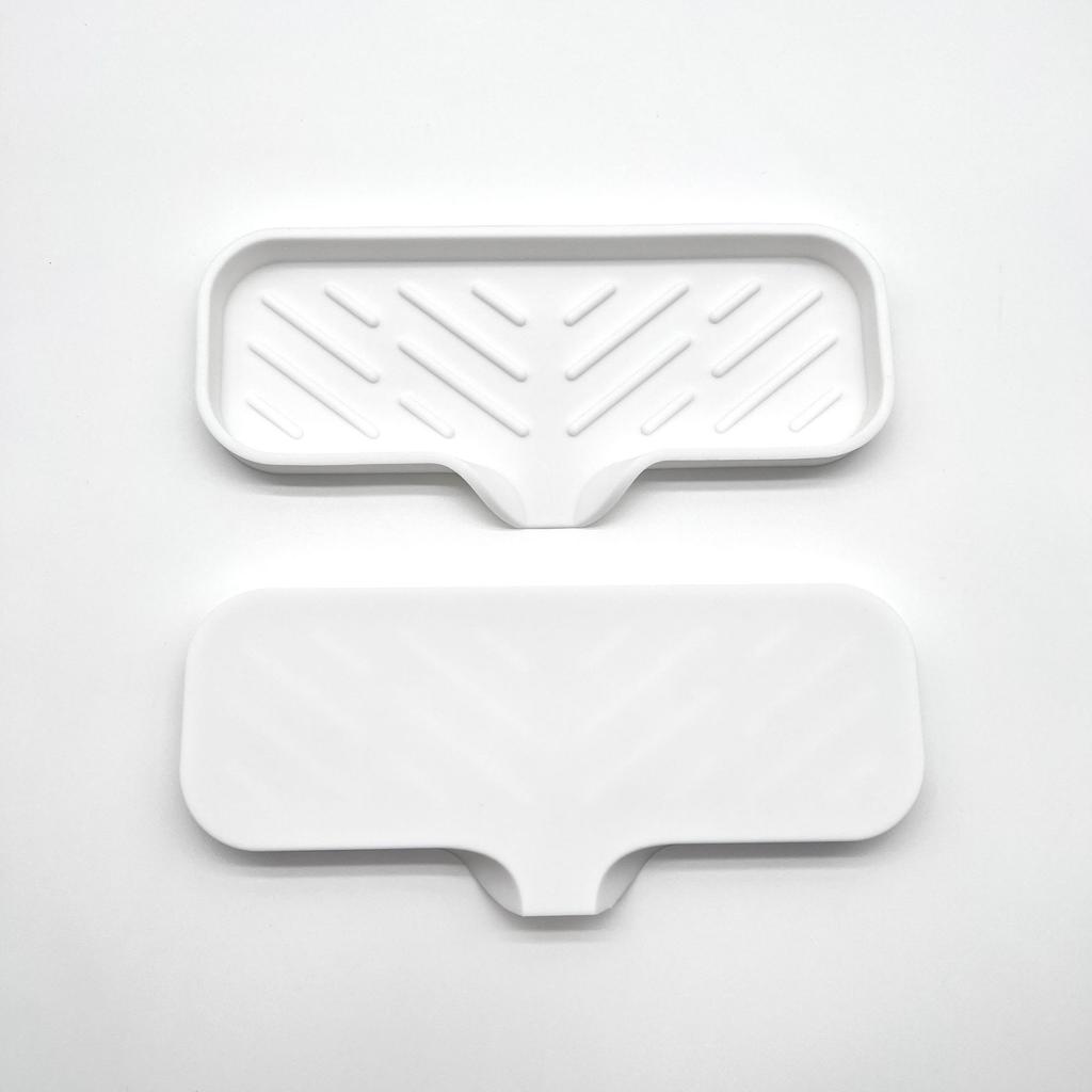 Sink Silicone Tray with Drain Soap Sponge Storage Holder Countertop Sink Scrubber Brush Soap Storage Rack Kitchen Organizer