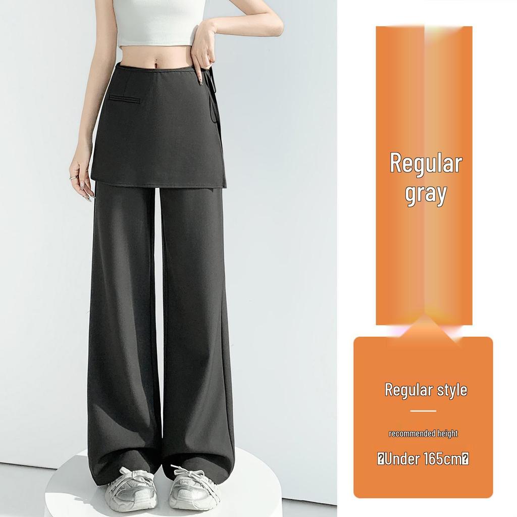 Design-Forward High-Waisted Drapey Skirt Pants Suit - Slim-Fit Casual Wide-Leg, Spring/Summer 2026
