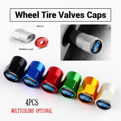 KLYC3 4Pcs Car Accessories Wheel Tire Valve Dust Cap Badge for Mustang Focus Transit Edge Fiesta Escape Kuga Mondeo Fusion Ranger