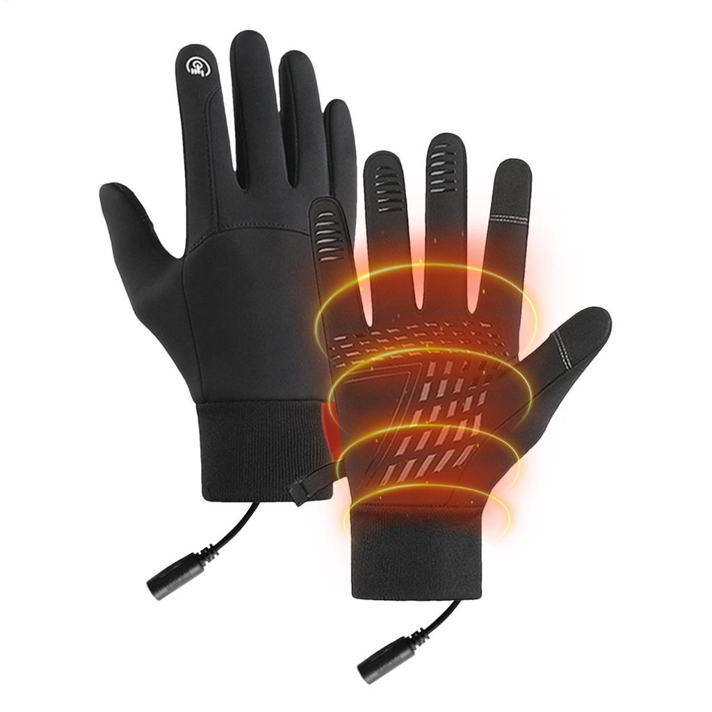 1 Pair USB Heated Gloves Windproof Waterproof Warming Gloves With Non-Slip Touchscreen For Cold Weather Motorcycle Ski Fishing