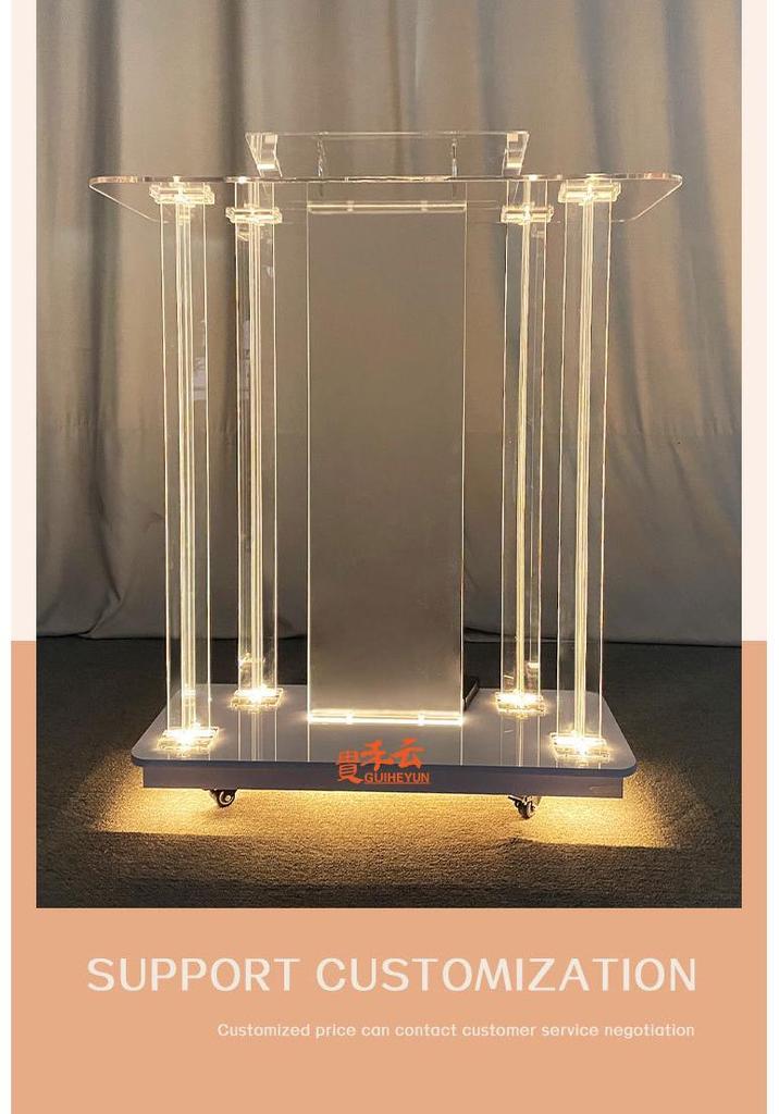 European Style Crystal Acrylic Lectern with Light - Scripture Reading and Speaking Stand