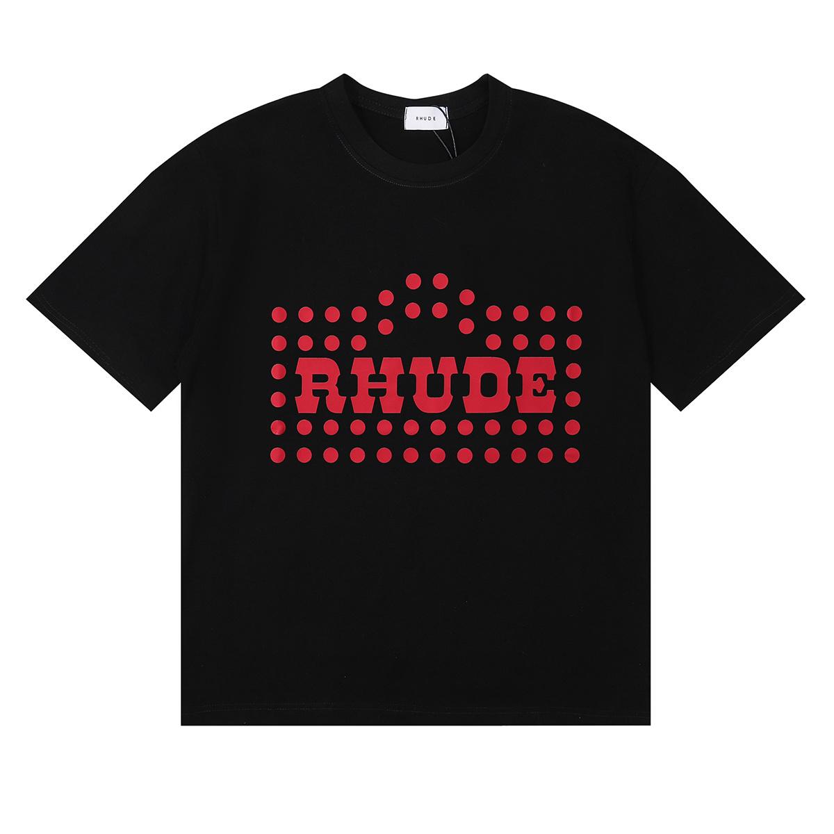 Summer Men Women Letter Red Polka Dot Print Boxy Oversized Cotton Tee 100% Cotton T-shirt S чёрный