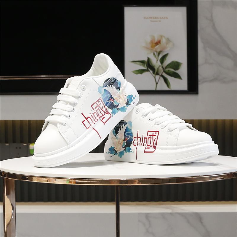 INS Pánské běžecké boty Prodyšné boty na jogging a chůzi Luxusní tenisky pro ženy Čínský styl Cosplay Bílé ležérní boty Obuv