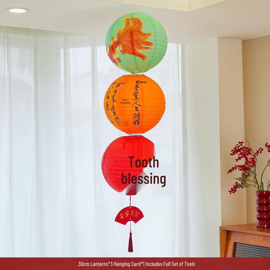 2026 New Year Red Fu Lanterns & Festive Spring Festival Wall Decor