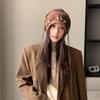 Autumn and winter retro big head circumference shows small and versatile face, warm and stacked hat woman