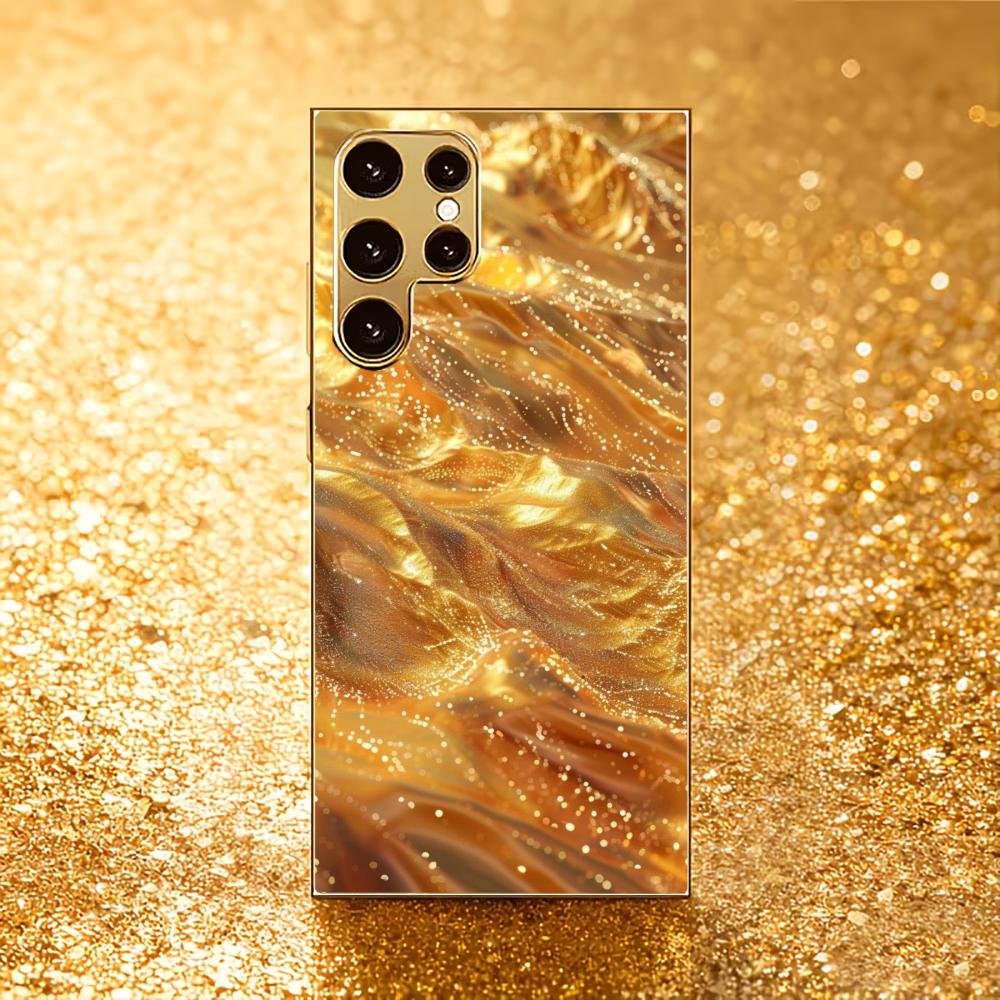 Golden Wave-like Texture Phone Case S26 Ultra Case S25 Ultra Case Glass for Samsung Galaxy S26 S25 S24 S23 S22 FE Ultra Plus