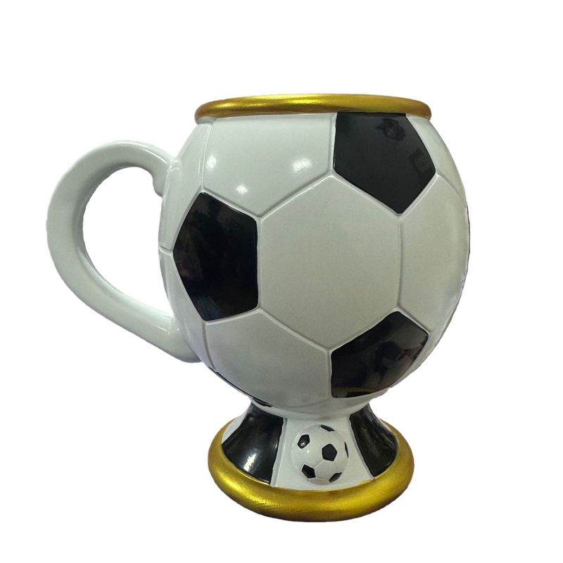 Soccer Mug 3D Souvenir Coffee Mug Resin Stainless Steel Inner Aesthetic For Football Fans Home Use Football Water Cup Gift
