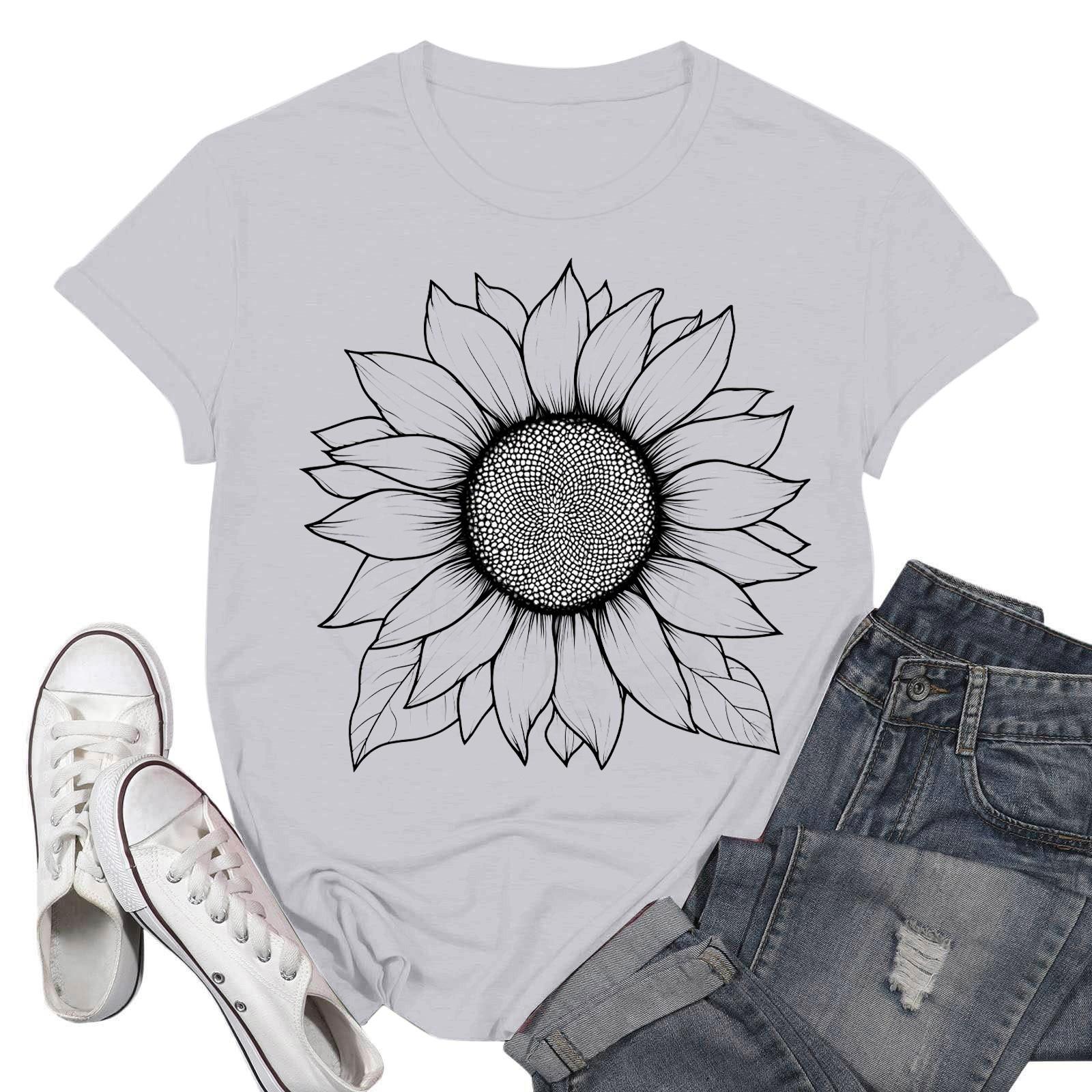 

Жіночі модні повсякденні пуловери з принтом і круглим вирізом з короткими рукавами XL білий