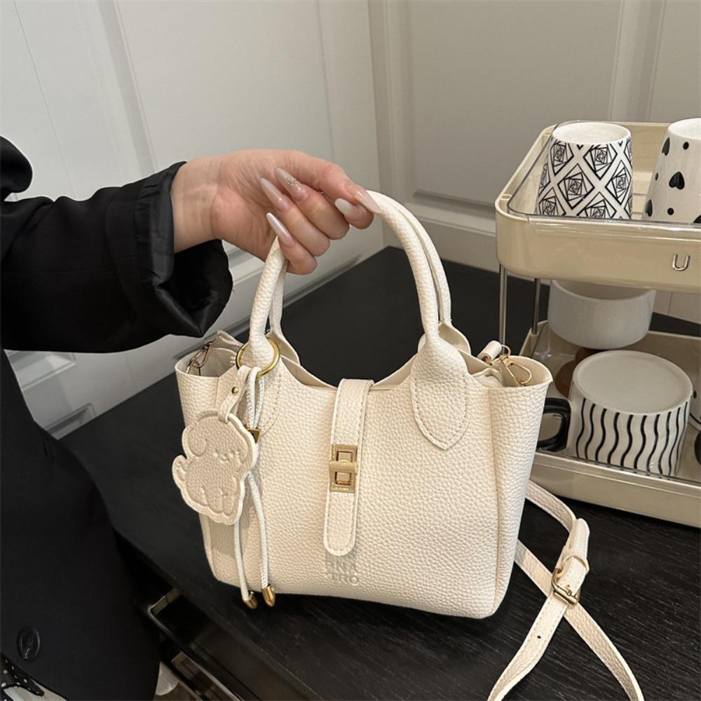 Chic Slant Cross Bucket Bag Cute Women's Tote Bag Korean PU Leather Shoulder Bag  Female