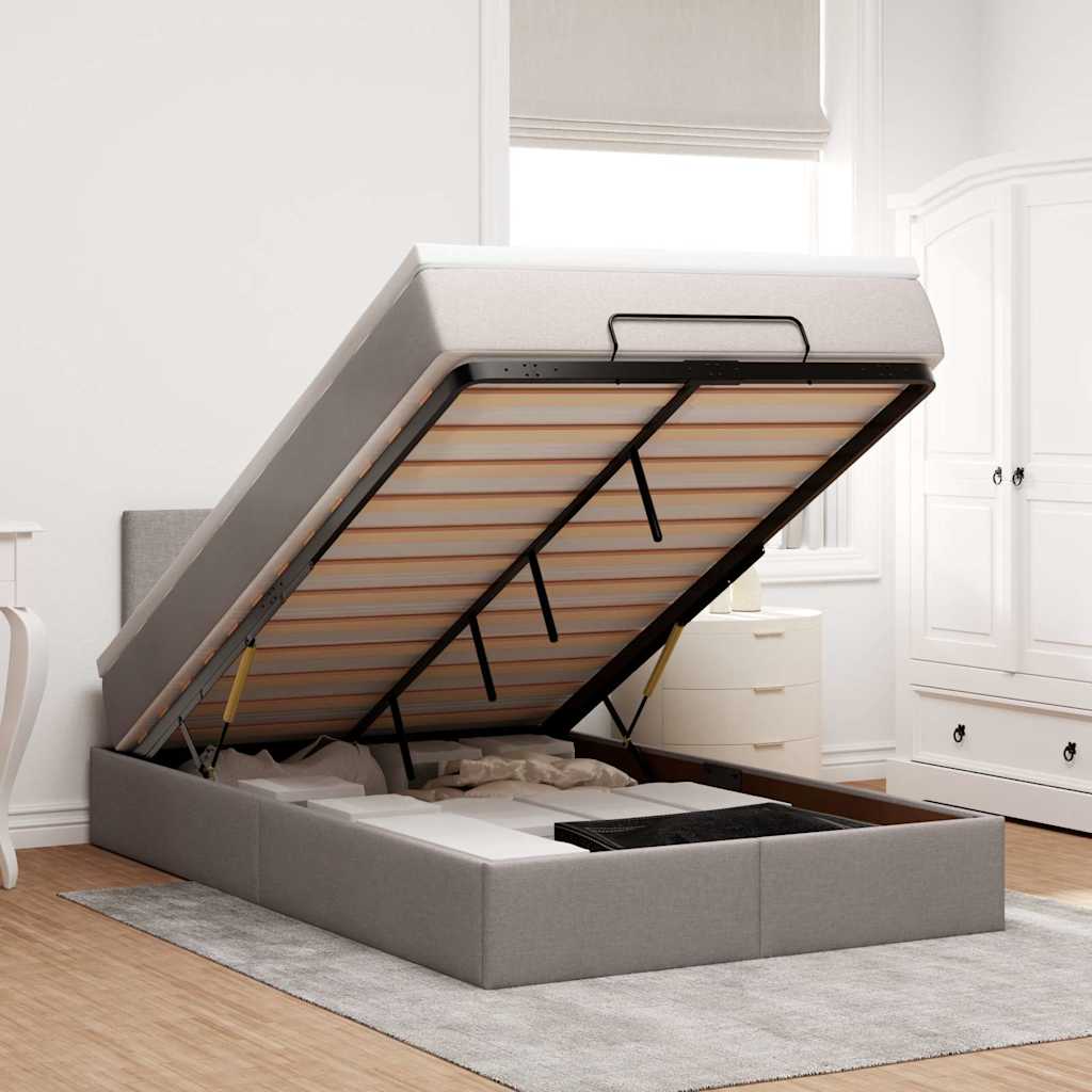 Ottoman Bed with Mattress Taupe 120x200 Cm Fabric