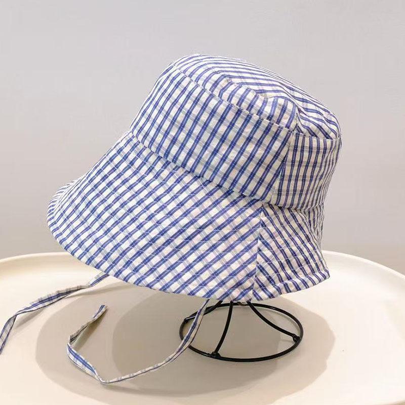 Spring Summer Plaid Bucket Hat Women Visor Fashion Large Size Face Slimming Fisherman Hat