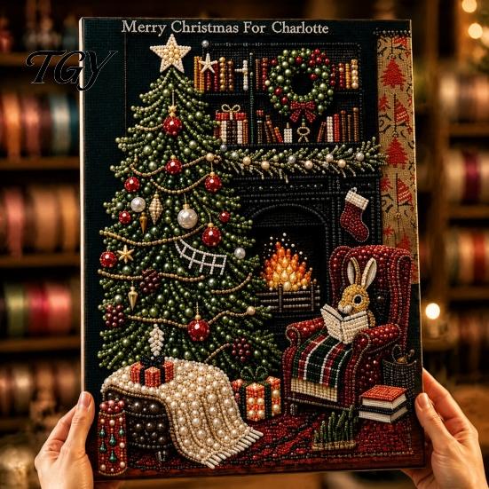Easy Art Projects Christmas Faux Pearl Painting Kit, Santa Reindeer DIY Creative Winter Decor 3D Angel Wall Craft Kit for Adults, Festive Home Holiday