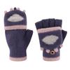 Half Finger Flip Student Gloves Winter Wool Writing Fleece Thickened Cute Cartoon Warm Dew Finger Children's Gloves