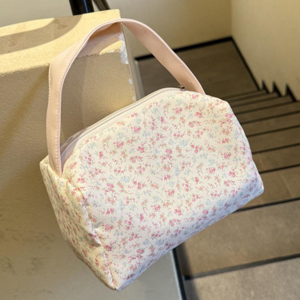 

Large-capacity Makeup Bag Canvas Toiletry Bag Fashion Small Floral Handbag B