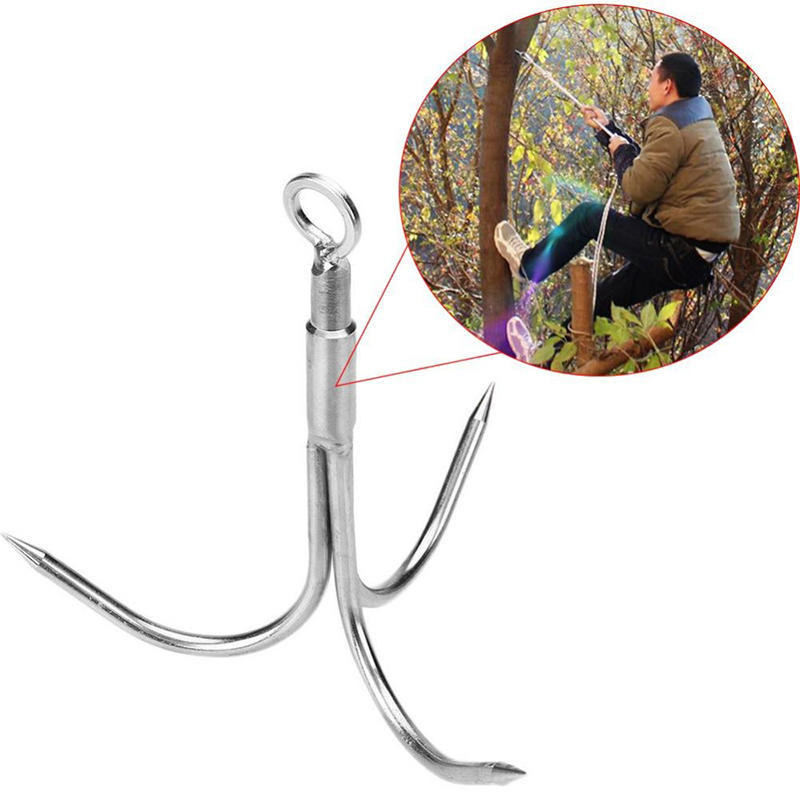 3-Claw Grappling Hook Stainless Steel Tree Climbing Hook Grappling Steel Hook Rock Climbing Claw For Outdoor Hiking Walking