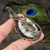 Rainbow Moonstone Handmade Copper Wire Wrap Jewelry Pendant 3.35" C5n25