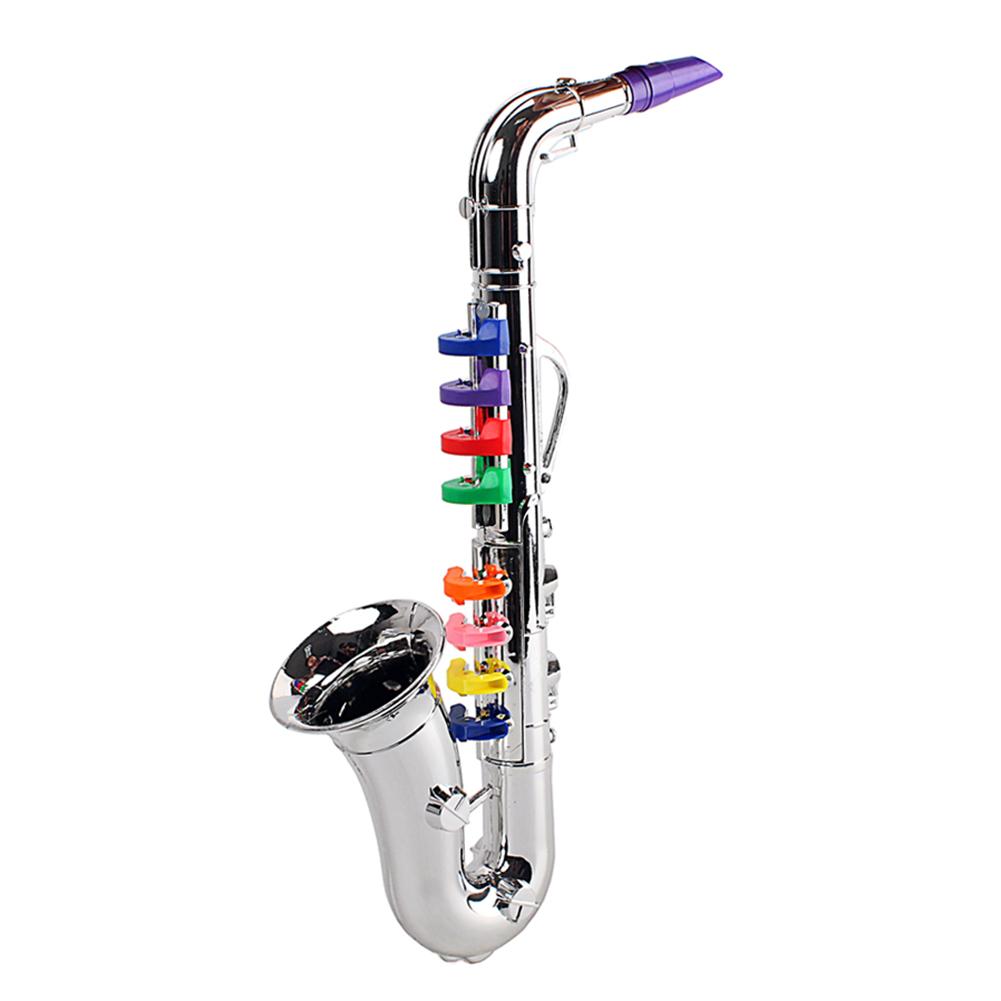 

Saxophone Portable Kids Saxophone Plastic Trumpet Party Props Kids Learning Children Musical Instruments Accessories серебряный