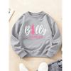 Kids Crewneck Sweatshirt, Girly Ballet Silhouette Fun Print Long Sleeve Top for Autumn Winter