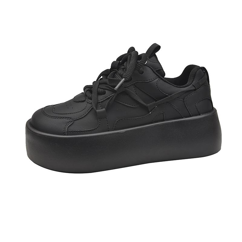 

Мода 2024 Горячая Распродажа Однотонная Обувь для Женщин На шнуровке Новая Осенняя Легкая Нескользящая Женская Вулканизированная Обувь Zapatillas De Mujer 40 чёрный