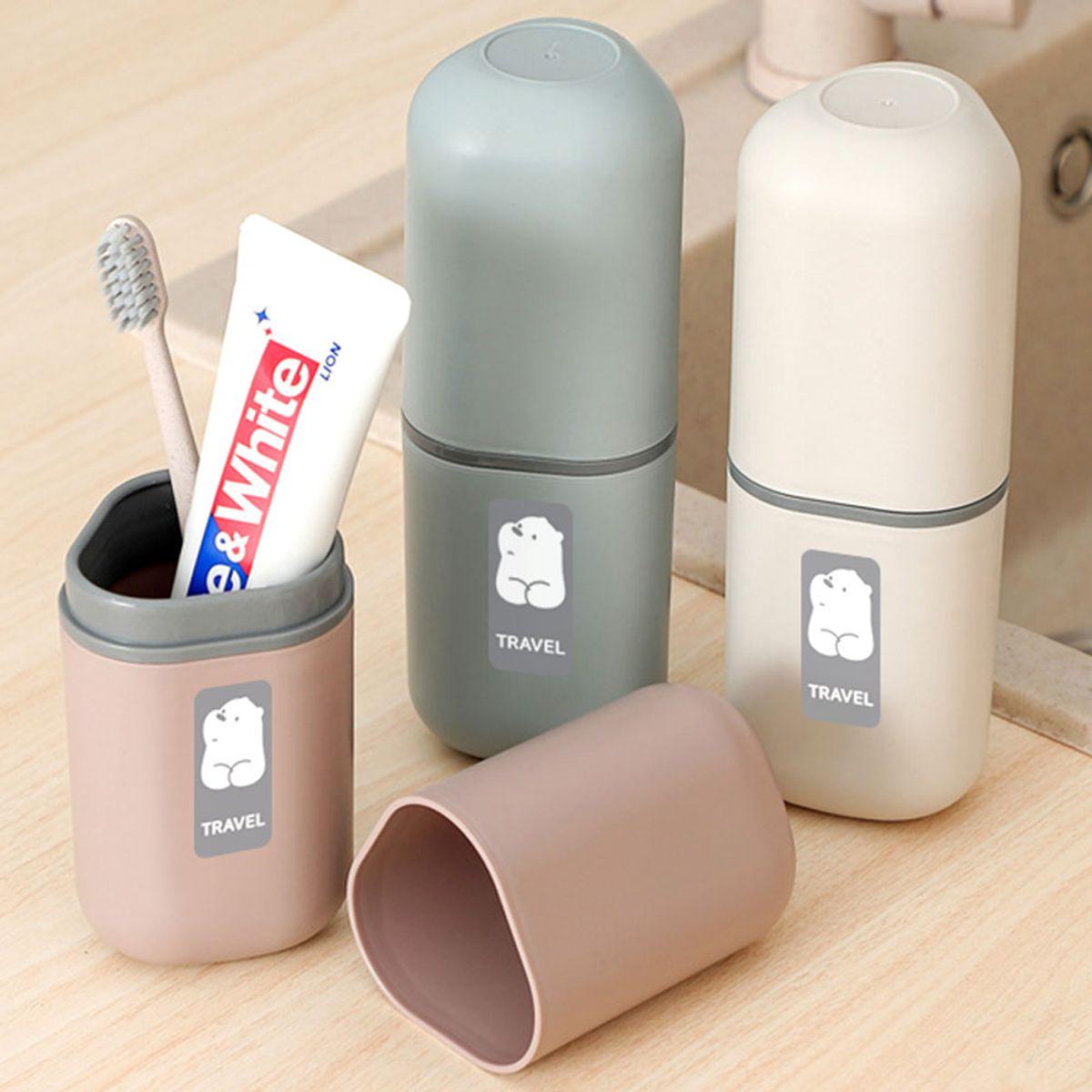 Matte PP Triangle Portable Toothpaste and Toothbrush Case Blue-gray