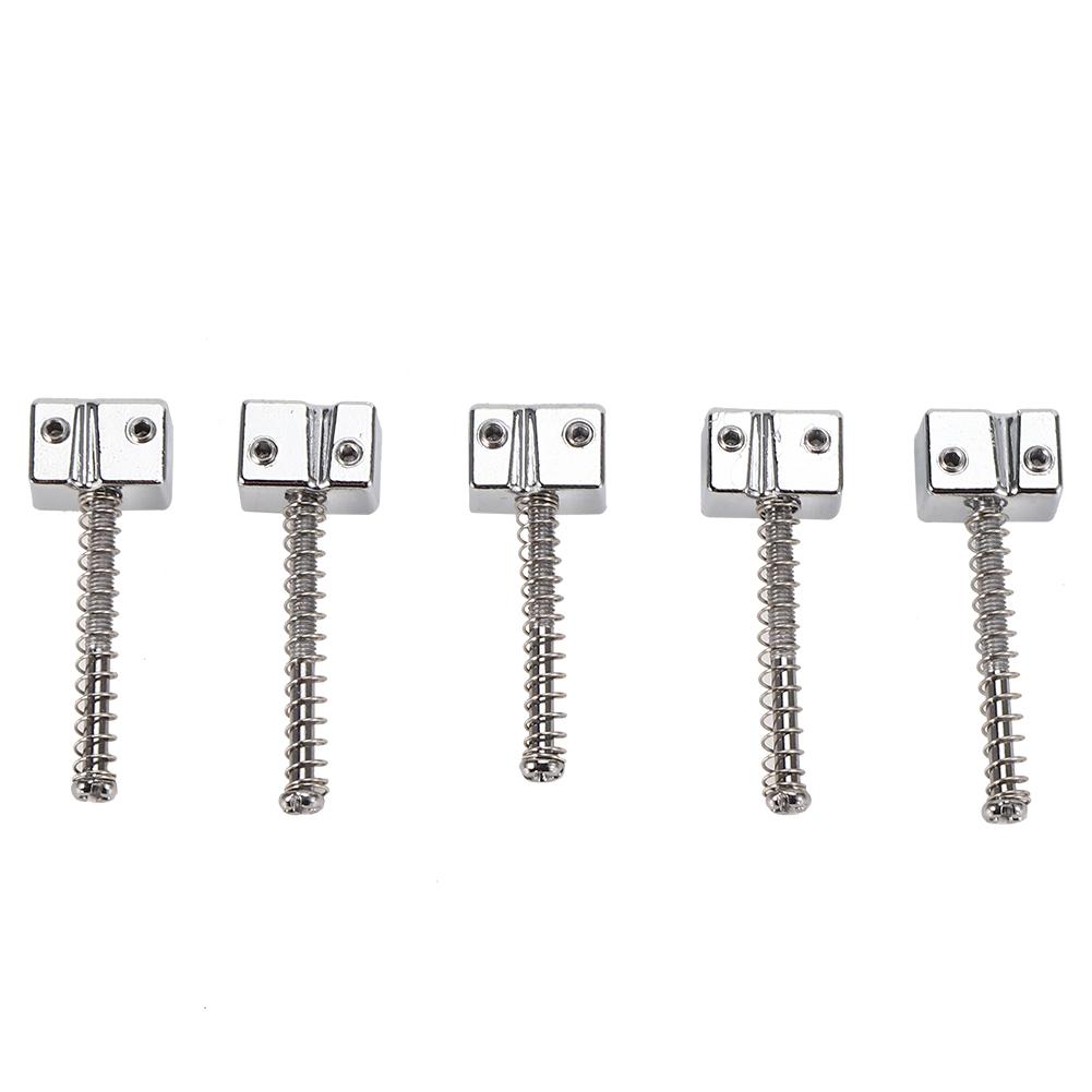 5Pcs Bass Bridge String Saddles for Bass Electric Guitar Replacement Part Spring ScrewsSilver
