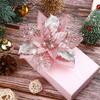 3/5/10Pcs 14.5cm Glitter Artifical Christmas Flowers Mreey Christmas Tree Decoration Happy New Year Ornaments Xmas 2025 Navidad