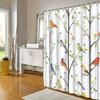 1Pc Colorful Birds Watercolor Shower Curtain, Nature-Inspired Polyester Fabric, Water-Resistant Bathroom Decor With 12 Hooks,