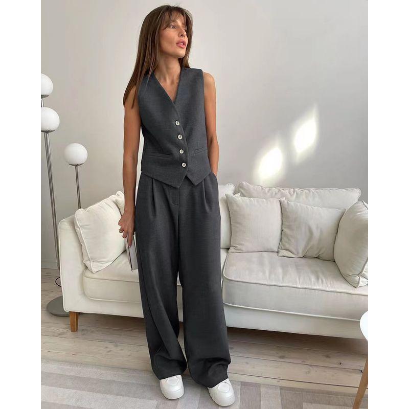 Fashion Style Summer New Arrival Fashion All-Match Sleeveless Waistcoat Vest Pants Suit Tank Top Pants Set