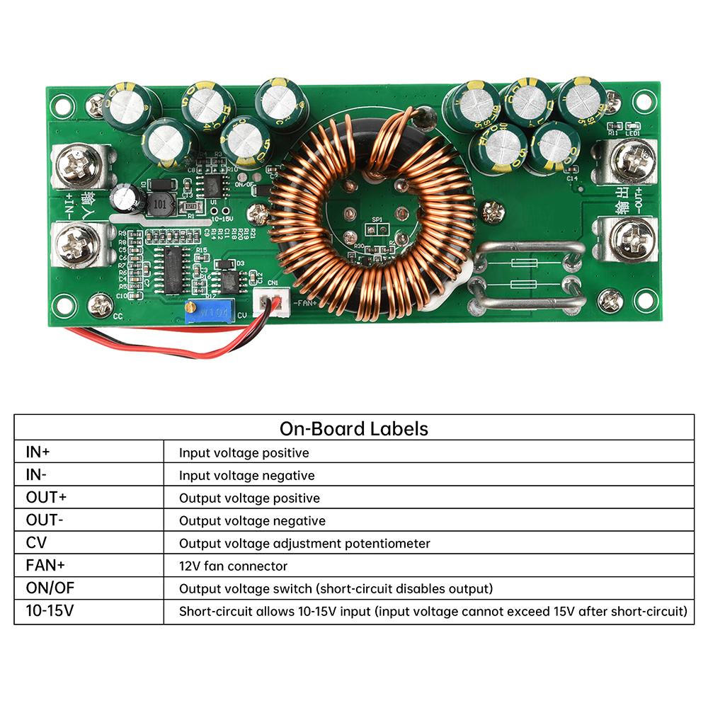 1500W 1200W DC-DC Buck Module Constant Voltage Adjustable Step-down Converter Synchronous Rectification High-Power Transformer