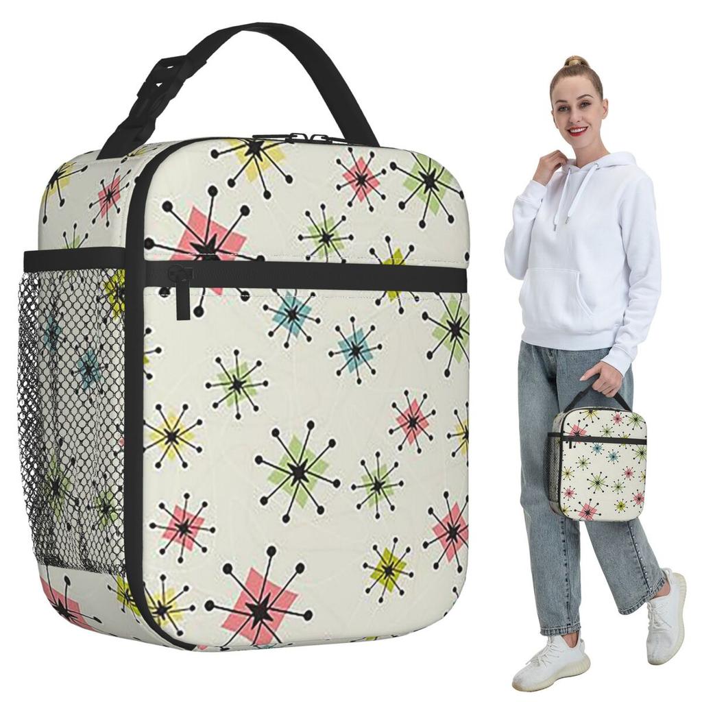 Atomic Era Graphic Insulated Lunch Bag for Kids School Cooler Thermal Food Box Tote Portable Lunch Boxes Container