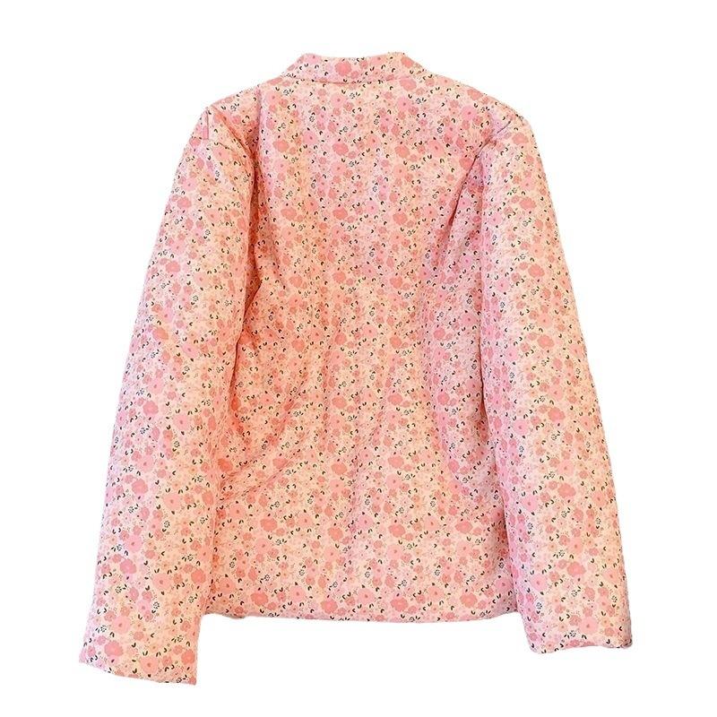 Medium floral padded jacket Winter Chinese retro disc-buckled padded jacket Thickened Tang padded jacket Women's light cheongsam jacket