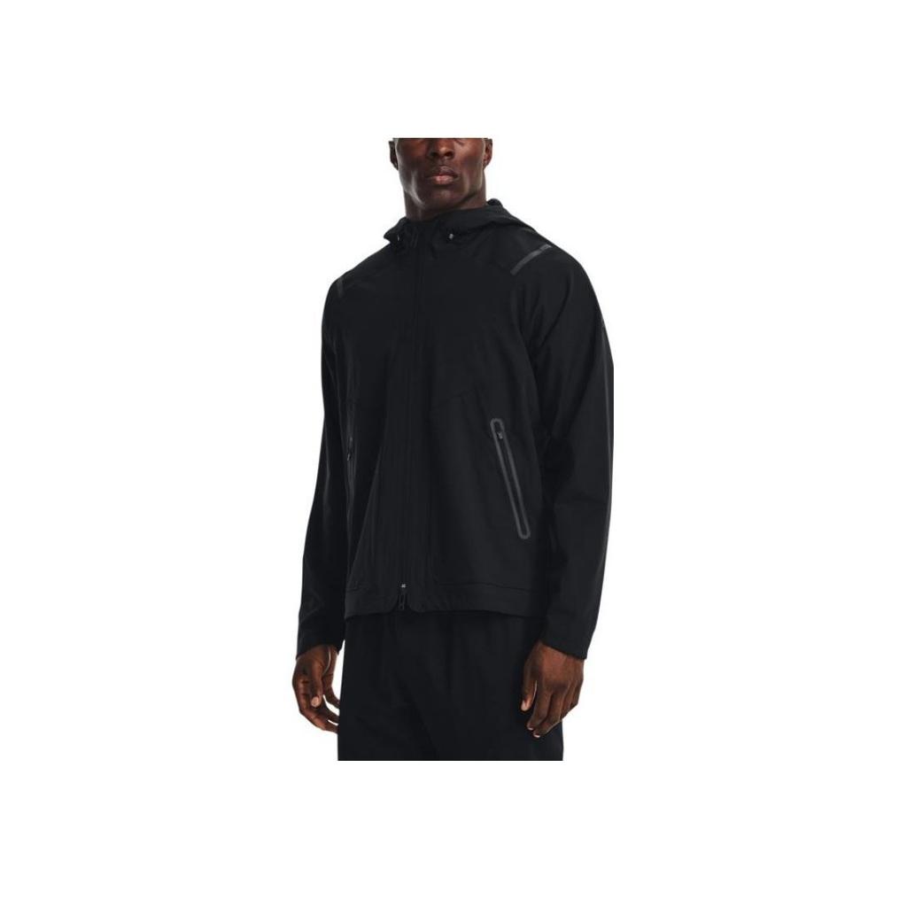 Under Armour Sun Protection Zip-Up Hooded Jacket With Drawstring And Breathable Mesh Men Jackets Black 1370494-001