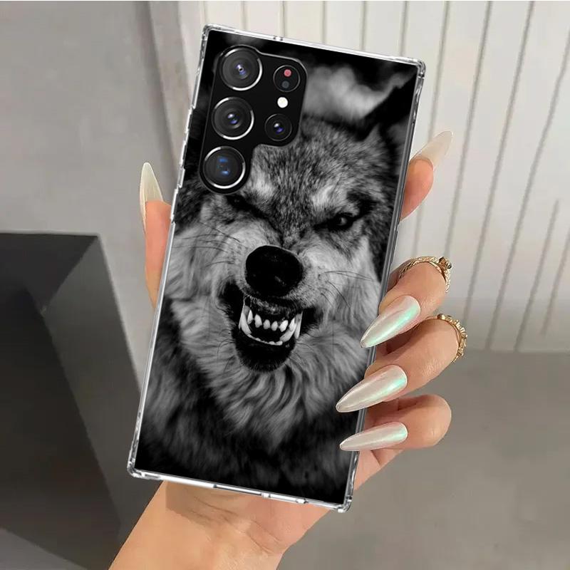 Wütendes Tier Wolf Wild Handyhülle für Samsung Galaxy S26 S24 S23 Ultra S25 Edge S22 S21 Plus S20 FE + Weiche Druckschale Funda G