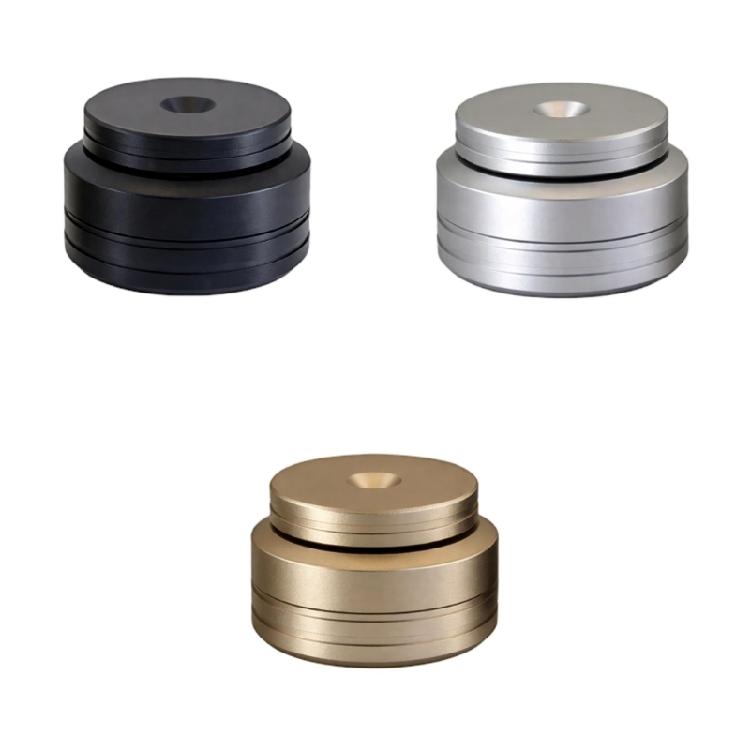 Metal Speaker Support Foot with Central Guide Recess, Double Grip Layers, and Matte Finish for Home Sound Equipment
