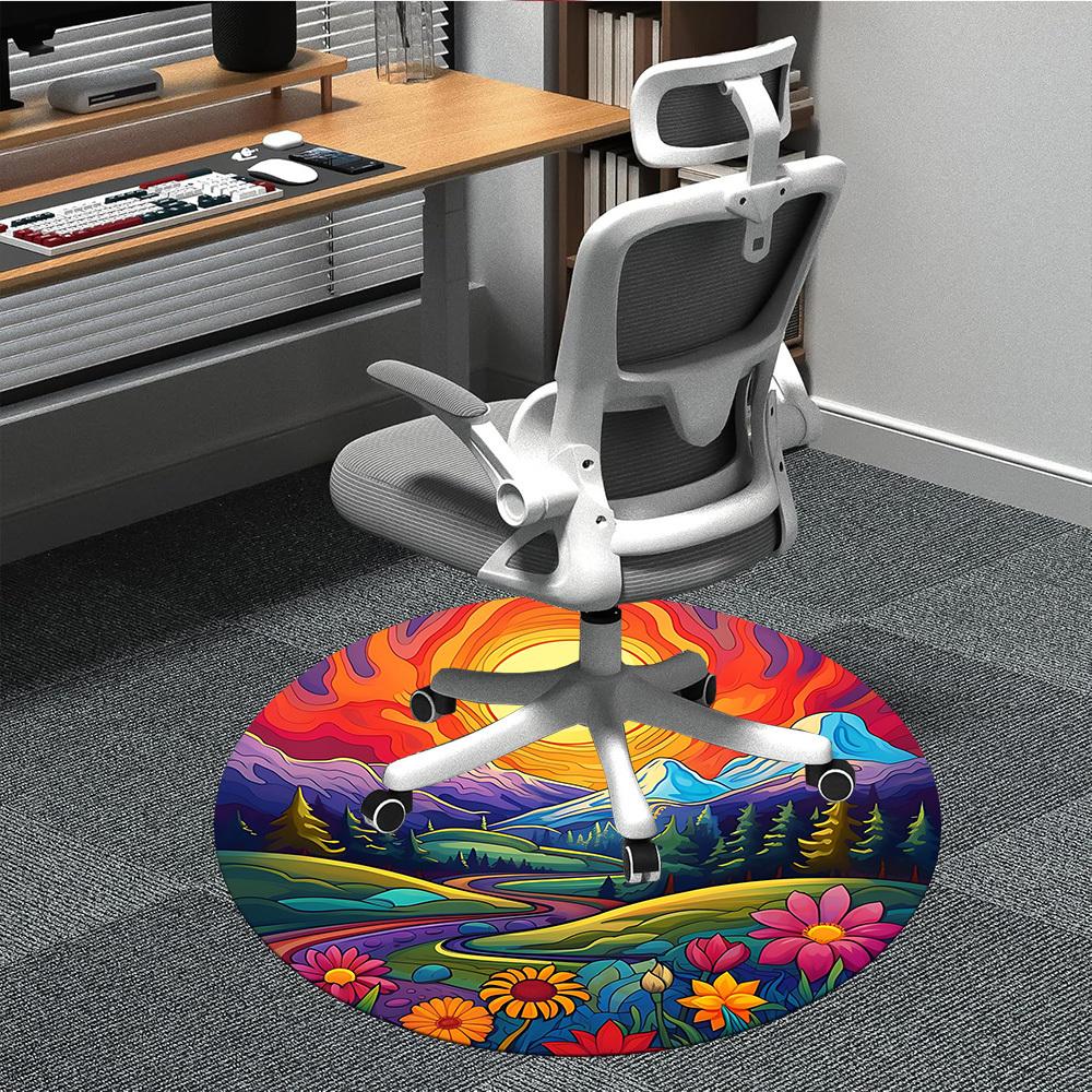 

1pc Sunset Mountains Chair Carpet for Office, Non-slip, Soft and Durable Office Rug for Decoration, Perfect for Office yy251229155 80cm by 80cm