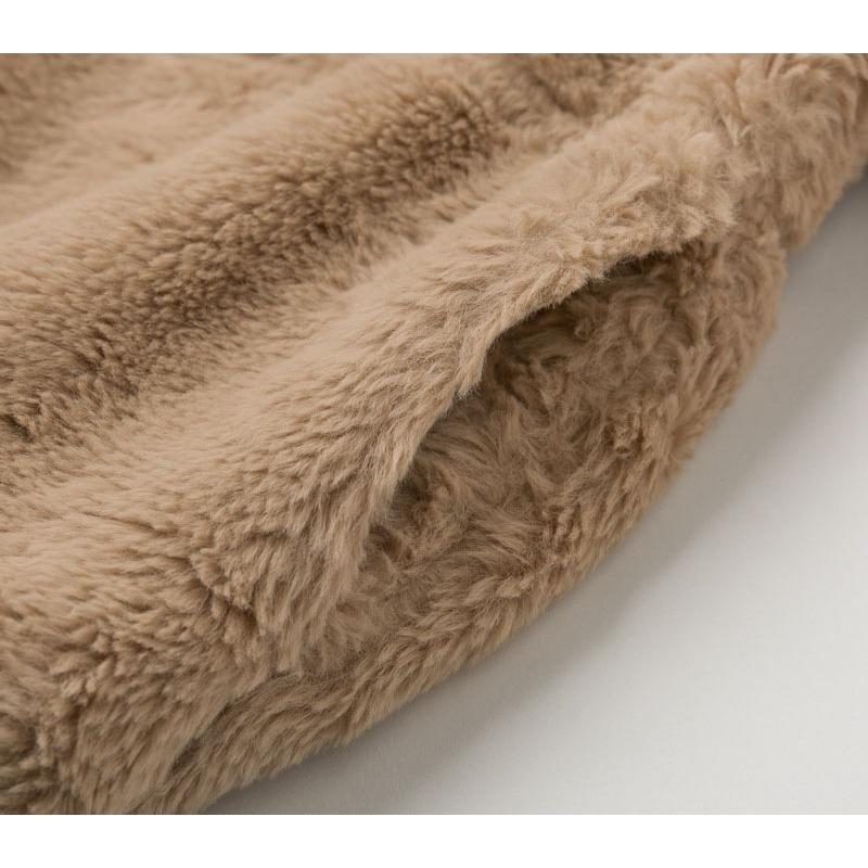 Women's Autumn Winter Faux Fur Short Coats Zipper Plush Warm Oversized Thick Jacket Turn Down Collar Overcoat