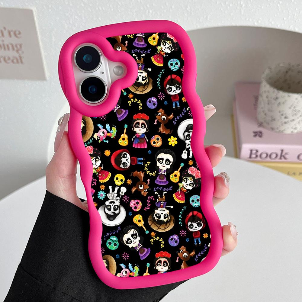 

Day of the Dead Wavy Edge TPU Mobile Phone Case for iPhone 17 16 15 14 13 12 11 Air Pro Max Plus Colorful Cover iPhone 16