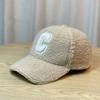 New Hat Women's Autumn and Winter C Letter Lamb Wool Warm Baseball Cap Korean Style Casual Peaked Cap for Women Outdoor Travel