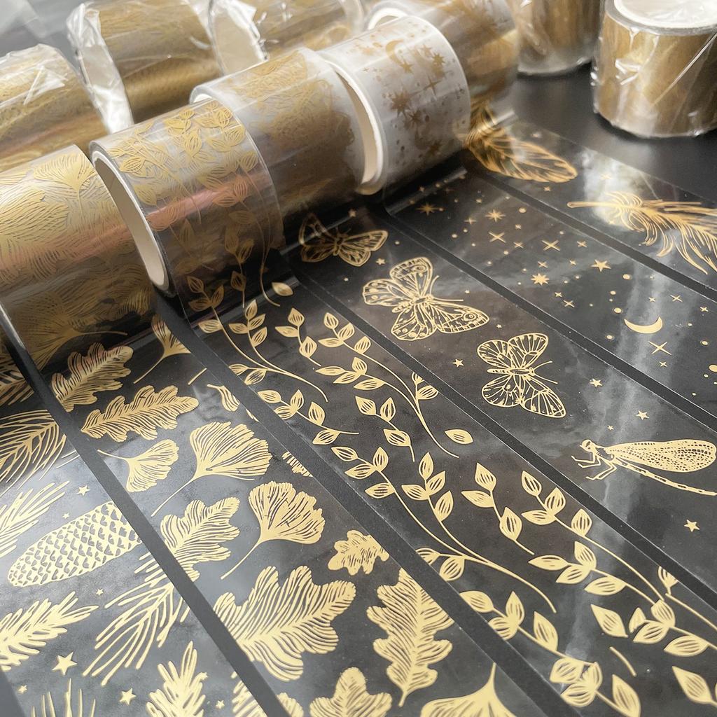 30mm * 3m Creative Laser Gold Waterproof Transparent Decorative Tape DIY Diary Phone Case Scrapbook Aesthetic Masking Tape