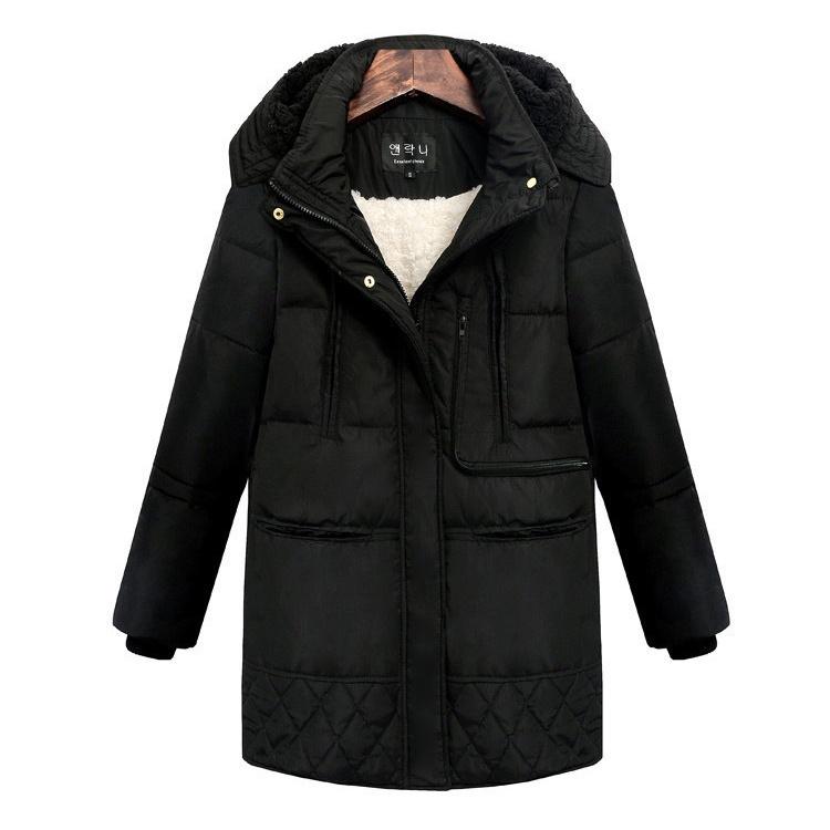 

Прибытие зимняя женская мода верхняя одежда с капюшоном утолщенная теплая куртка пальто S чёрный