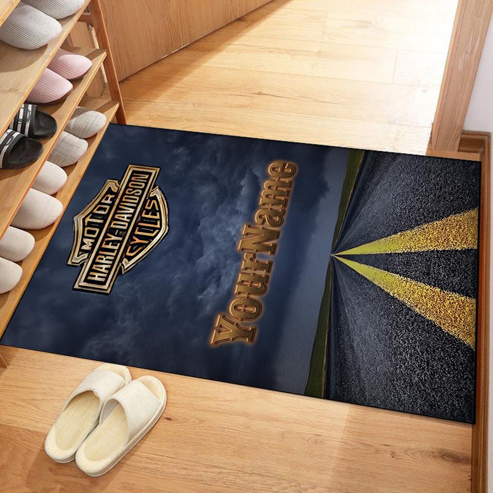 Harley-davidson Motorcycles Customized Name Floor Rug Office Rug Design for Dining Room Bedrooms Playrooms Decorate room Anti-slip Rug